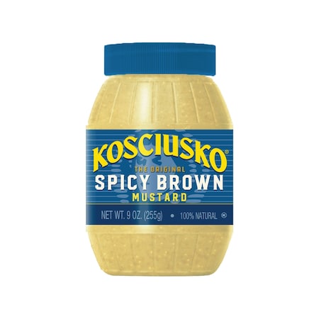 Plochmans 9 oz Spicy Brown Kosciusko Mustard KOSBROWNBARREL9
